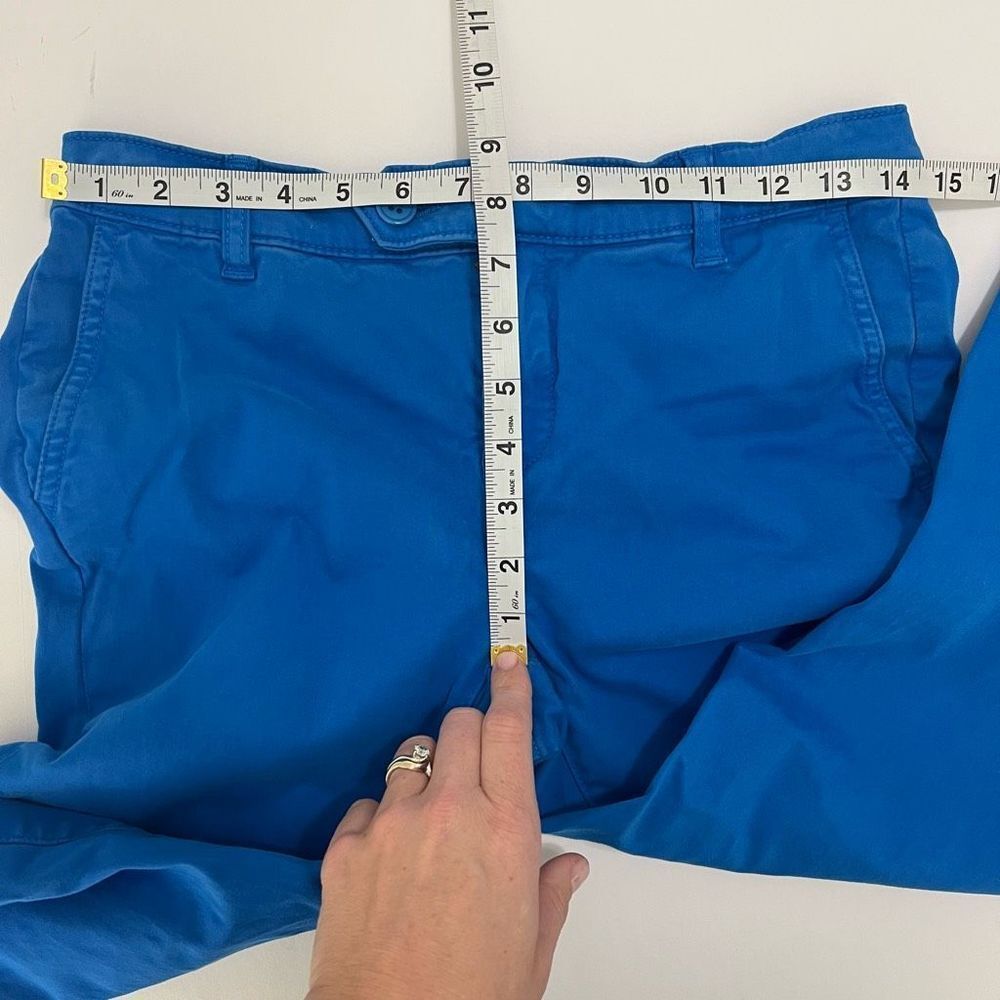 Lila Ryan Blue Mid-Rise Flat Front Straight Leg Stretch Chino Cropped Pants Sz 4 - Picture 12 of 14